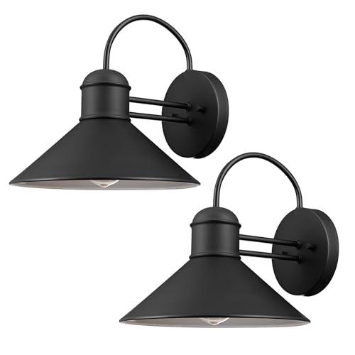 GLOBE Electric 44165 1-Light Outdoor Wall Sconce, 2-Pack, Black Finish, Weather Resistant, Exterior Lighting for House, Back Porch Lights, Front Patio Décor, Garage Fixture, Vintage