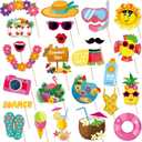 JOJO FLY 25 Pcs Summer Pool Beach Photo Booth Props, Hawaiian Luau Birthday Party Supplies, Tropical Aloha Party Decorations