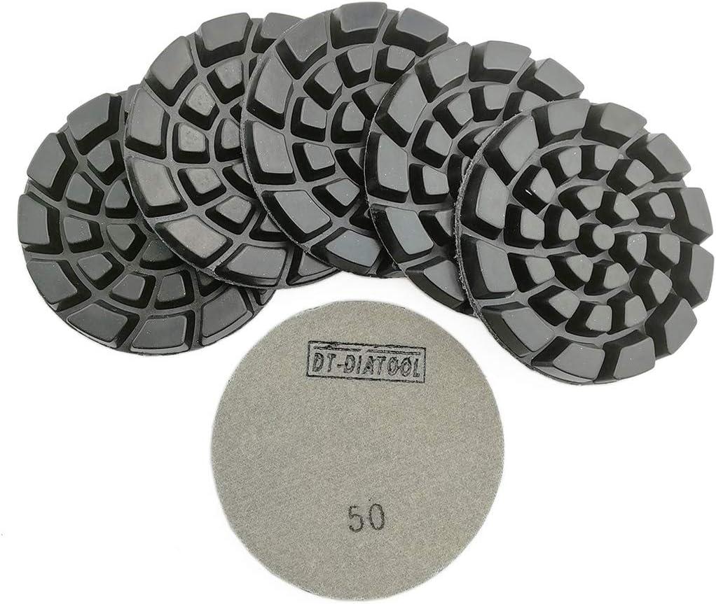 DT-DIATOOL Diamond Floor Polishing Pads Resin Bond Terrazzo Floor Diameter 4 Inch Grit 50 Pack of 6