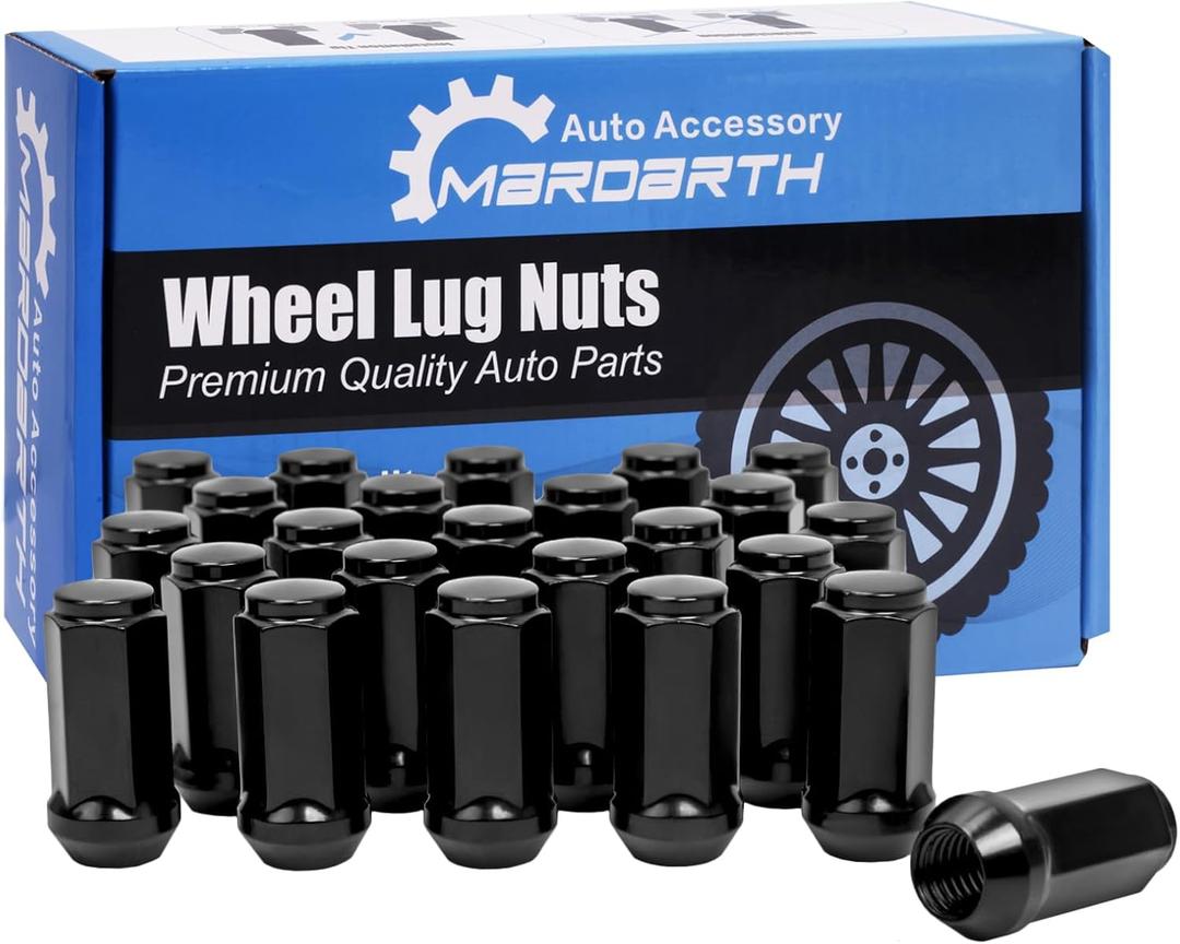Set of 24, 14x2.0 Lug Nut 2 in XL Black Bulge Acorn Compatible with 2004-2014 Ford F-150 Expedition Lincoln Navigator 14X2