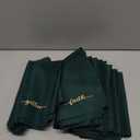 Sliner 12 Pcs Christmas Green Cloth Napkins Set 17 x 17 Inch Embroidered Seasonal Sayings Dinner Fabric Napkins Washable Wishes Grateful Blessed Merry Christmas Napkin for Holiday Kitchen Party