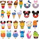 BOpusail 24Pcs Summer Ice Cream Mouse Cruise Door Magnets Cute Style Ice Cream Cruises Entrance Decals Decor Refrigerator Garage Magnet Waterproof Magnetic Sticker for Holiday Carnival Ships Cabin