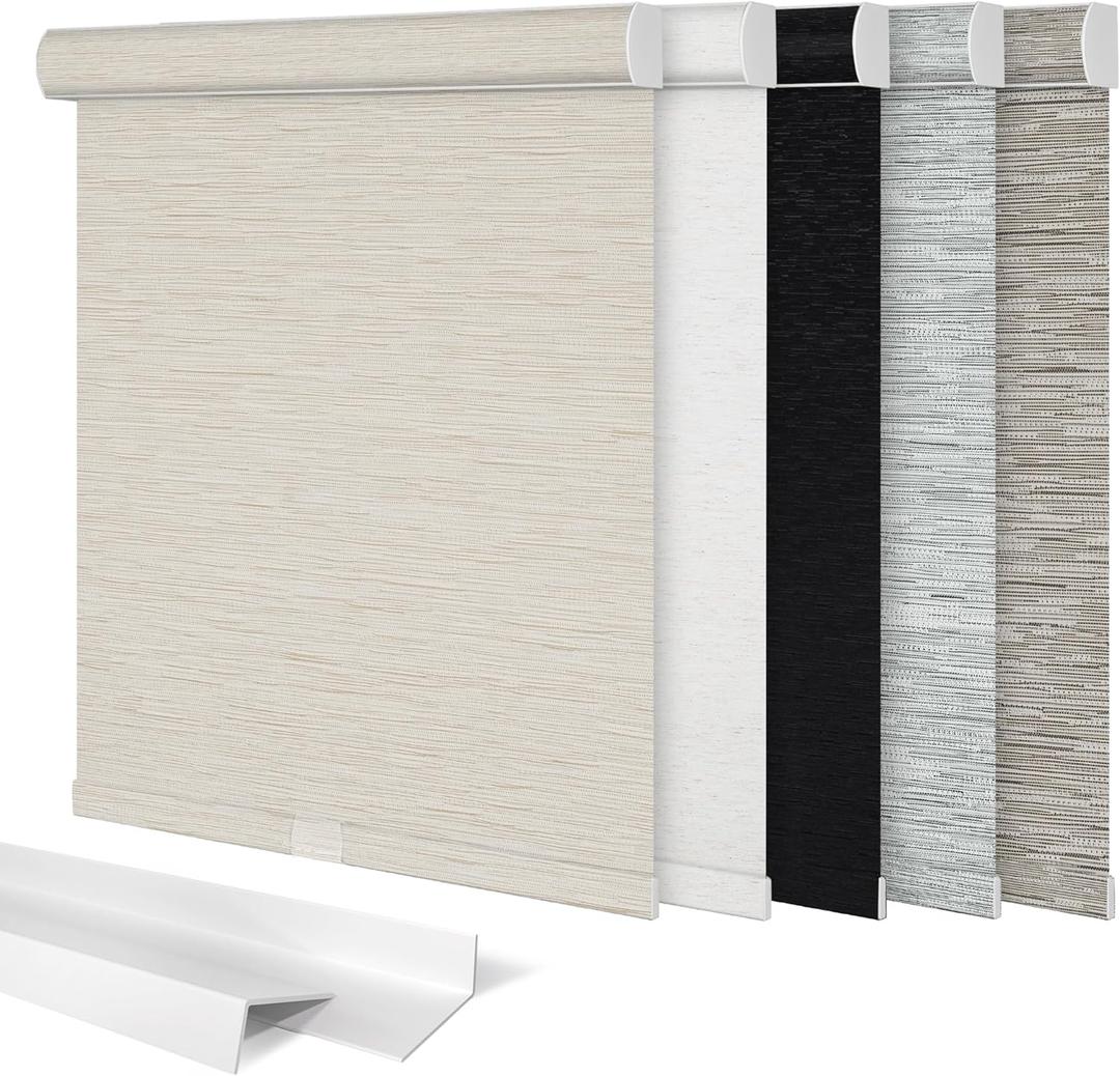 Blackout Roller Shades for Windows,Cordless Roller Blinds,Thermal Insulated Fabric UV Protection Window Blinds Pull Down for Home,Door,Office,Bedroom,Beige,Custom Size, Beige 