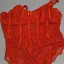 Avidlove Lingerie for Women Lace Bodysuit V Neck Body Suits One Piece Floral Teddy Lingeries Sexy Mesh Top Wireless Babydoll (Large, Red)