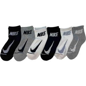 Nike Little Boy Cushioned Quarter Socks 6 Pack (5-7, Black/White/Grey)