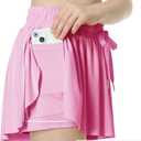 Two Inches Extended Butterfly Shorts Girls Flowy Shorts, 2-in-1 Youth Girls Athletic for Fitness, Running, Sports (Pink, XL)