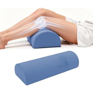 Knee Pillow for Back Sleeping - Half Moon Bolster Pillow for Legs - Cooling Under Knee Pillow for Sleeping on Back, Leg Support, Foot Elevation (Misty Blue)