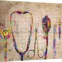 iHAPPYWALL Large Medical Canvas Wall Art Abstract Stethophone Stopwatch Medical Apparatus Tools Modern Scenic Hospital Doctor Office Colorful Wall Decor Ready to Hang 24x36inch