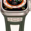 NewWays for Apple Watch Ultra 3 Band for Men Luxury, 24mm Designer Business& Sports Strap for iwatch Ultra 3 2 1 Series 11/10 46mm 9 8 7 45mm, TPU Metal Breathable Mesh, Titanium/Midnight Green