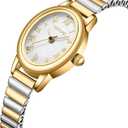 Small Gold Watches for Women,Analog Womens Watch with Stainless Steel Expansion Band,Oval Case Roman Dial,Water Resistant