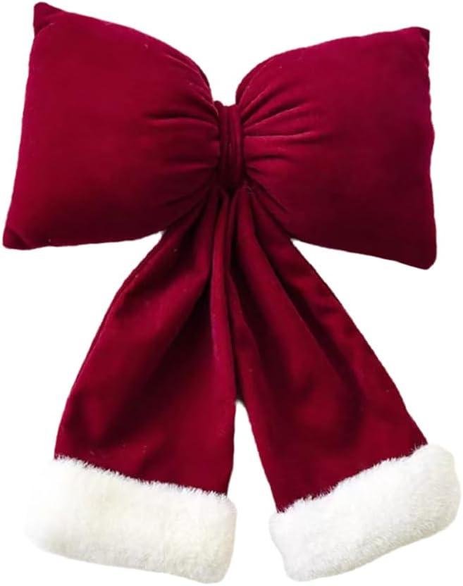 Velvet Burgundy Bows Christmas Ornaments Hanging Christmas Tree Decorations Bows Pendants Indoor Outdoor Christmas Party Decorations for Home Gifts (Medium)
