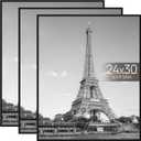 upsimples 24x30 Poster Frame Black 3 Pack, Scratch-Proof Picture Frames 24 x 30 for Photo Gallery - Slide-In Strips, Horizontal or Vertical Wall Mounting