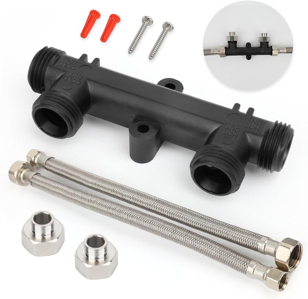 WP596816 OEM Replacement Watts Hot Water Recirculating Pump Kit 500800/500805, Complete with 2 x 12" Supply Lines, 2x 1/2" FTPto 3/8"MPTFittings & 2 Mounting Screws, Instant Hot Water Solution (PPS)