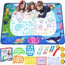 Water Doodle Mat 40 x 32 Inch Painting Doodle Toddler Toys, Water Drawing Mat, Large Magic Drawing Doodling Mat Educational Toys for Kids Age 3 4 5 6 7 Toddler Boys Girls Christmas Birthday Gifts (Colorful-1)