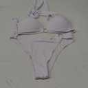 SweatyRocks Women's Ring Linked Halter Push Up Bikini Swimsuit High Stretch Bathing Suit Swimwear Set Swimming Suit Two Piece Large