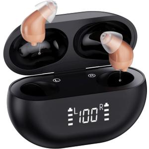 Hearing Aids, Rechargeable 16-Channel Digital OTC Hearing Aids for Seniors Hearing Loss with Charging Case, Invisible Hearing Amplifier with Noise Cancelling for Adults
