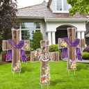 Marsui 3 Pcs Easter Decorations Outdoor He Is Risen Yard Decor Religious Easter Yard Signs Waterproof Christian Cross Lawn Stakes for Outside Church Home Garden Porch Party Supplies(Classic)