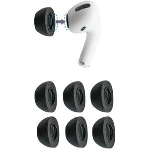 Comply Memory Foam Replacement Earbud Tips for Apple AirPods Pro 1 & 2 | Ultimate Comfort, Secure Fit, Superior Noise Isolation | Anti Slip, Prevent From Falling Out | Black, Large (3 Pairs)