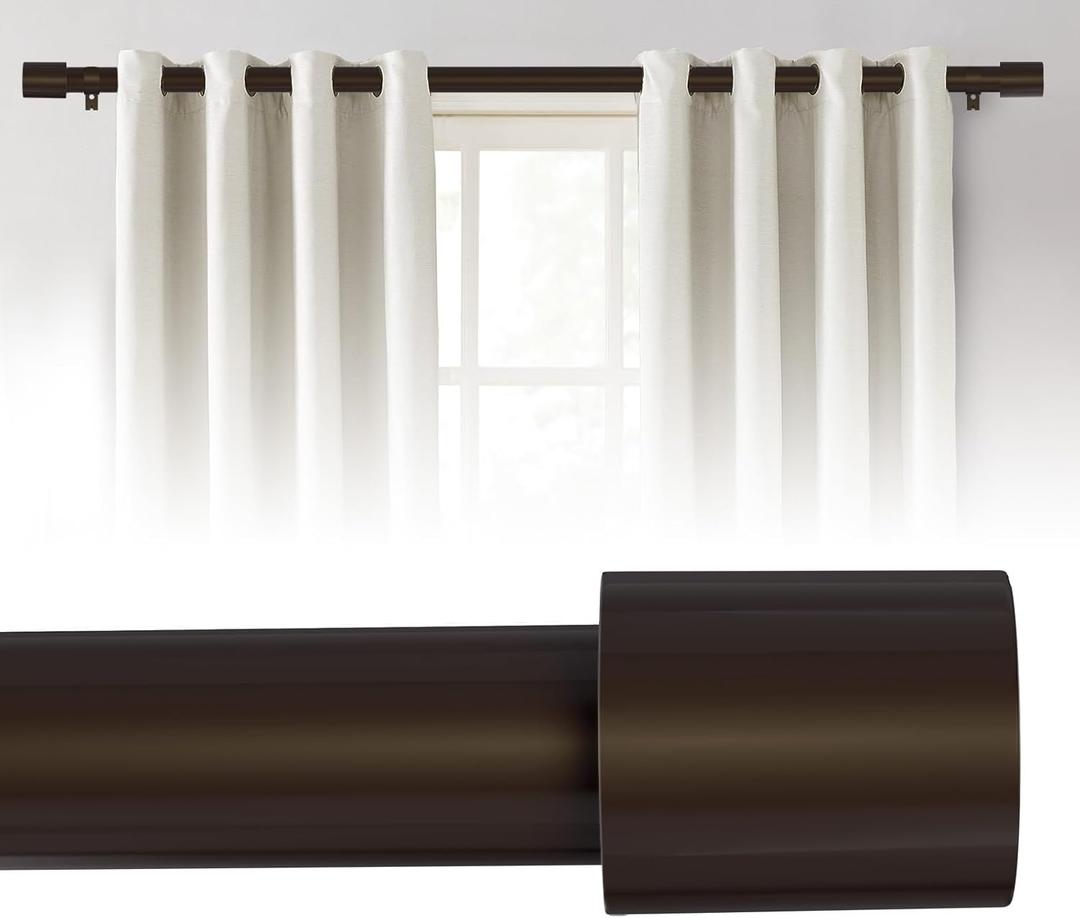 Curtain Rods for Windows 48 to 84 Inches, 1 Inch Diameter Adjustable Bronze Curtain Rod, Heavy Duty Modern curtain rod with Simple Finials, 32"-90"