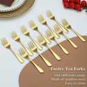 Evanda Gold Dessert Forks Set of 12 Pack 5.62", Golden Titanium Plating Pastry Fork, Appetizer Fork for Fruit, Cake, Cheese, Party Trips, Cafes, Restaurants, Easy To Clean, Dishwasher Safe