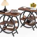 LITTLE TREE End Table, Set of 2 Narrow Side Table with 4-Tier Large Storage Space, Modern Bedside Table for Living Room, Home Office, Bedroom, Brown