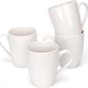 4 Pack Ceramic Coffee Mugs Set, 12 OZ Porcelain Coffee Cups with Handle, Hot Tea, Americano, Mocha, Milk, Latte, Snow, Dishwasher and Microwave Safe, Coffee Mugs Set of 4 White