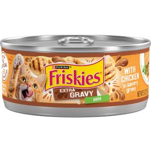 Purina Friskies Gravy Pate, Wet Cat Food Extra Gravy Pate With Chicken in Savory - (Pack of 24) 5.5 oz. Cans (EXP 06/01/27)