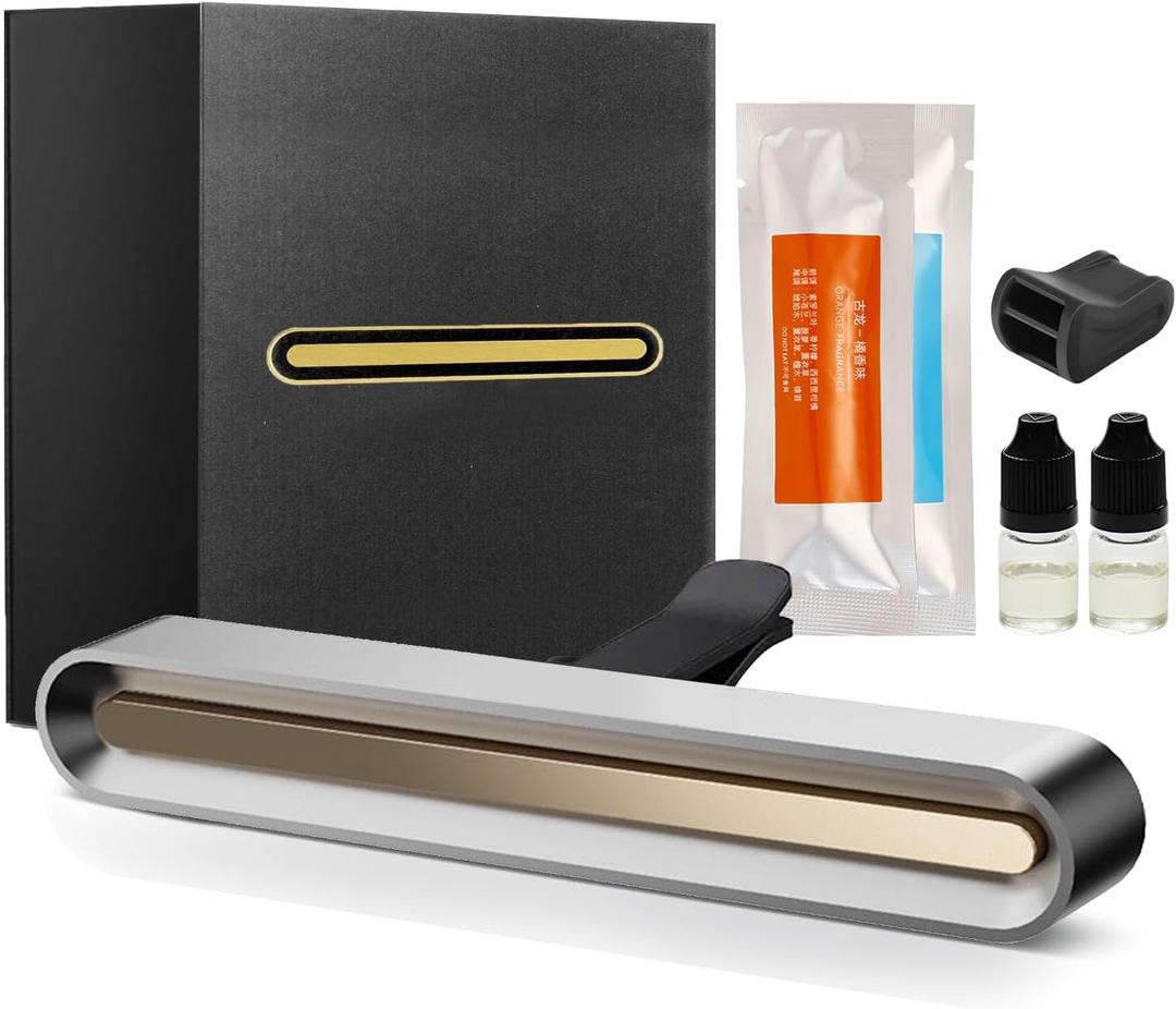 Car Air Freshener in Vent for Model 3 Highland & Model Y Juniper, Air Fragrance Diffuser Set Includes 2PCS Long-Lasting Fragrance Sticks + 2 Bottles Essential Oil Refill (3ml/Bottle)