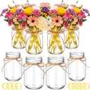 Chunful 9 Pcs Glass Mason Jar with LED Lights for Table Centerpiece Decorations Set Clear Rustic Farmhouse Coffee Table Decor with LED Lights for Wedding Dining Room Kitchen Decor (Warm Light)