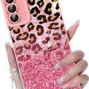 for Samsung Galaxy S21 5G Phone Case, Fashion Flower Pattern Design Girls Women Liquid Silicone Cover, Slim Shockproof and Scratch-Resistant Soft Case for Samsung S21 5G - Leopard Glitter