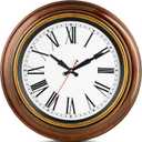 Bernhard Products Extra Large Wall Clock 18 Inch Quality Quartz Silent Non Ticking, Battery Operated for Home/Living Room/Over Fireplace Beautiful Decorative Roman Numeral Stylish Clock, Light Brown