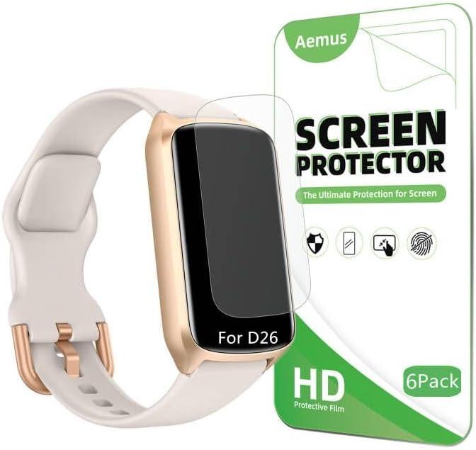 Screen Protector Compatible for Amzhero Fitness Tracker 1.47" (6 Pack) HD Clear TPU Film, Compatible for Runfit D26 Fitness Watch
