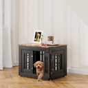 Snuowu 26" Heavy-Duty Dog Crate Furniture for Small/Medium Dogs, Rustic Wooden Dog Cage Kennel Indoor Furniture, Decorative Pet House End Table, Black & Wood