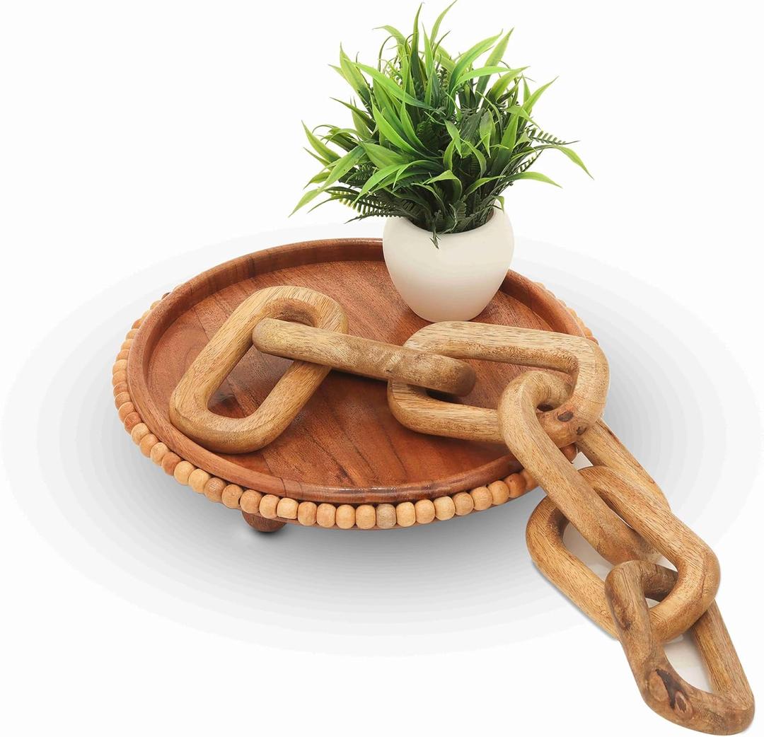 Wood Chain Link Decor Wooden Chain Link for Coffee Table Decor Boho Wood Knot Decor Room Decor or Shelf Decor Farmhouse Decor Rustic Home Decor Natural (Natural)