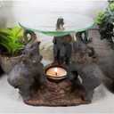 1 Pcs of Trio Elephants Oil Warmer Statue Wax Tart Burner Aroma Diffuser Figurine