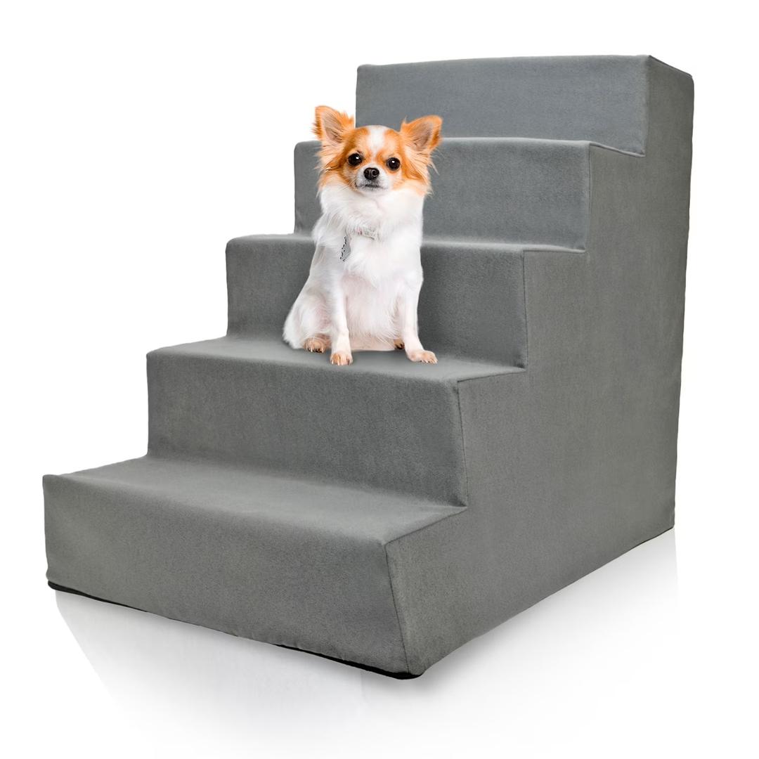 Precious Tails Deluxe High-Density Foam 5-Step Pet Stairs for Dogs and Cats - Durable, Lightweight, and Portable Staircase for Easy Mobility Assistance