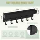 VIS'V Magnetic Key Holder Wall Mount, Compact Metal Key Rack with Tray, 6 Hooks, 2 Mount Options, Black