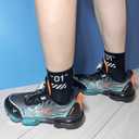 JMFCHI SPORTS Kids Sneakers Boys Girls Running Tennis Shoes Breathable Athletic Sports Casual Black Blue Orange Big Kid Size 5