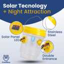 Solar Wasp Traps Outdoor Hanging 3 Pack Reusable Catcher with LED Light for Yellow Jackets Hornets Bees Flies Patio Porch Garden Backyard
