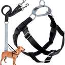 2 Hounds Design Freedom No Pull Dog Harness, Adjustable Harness and Leash Set, Easy Walking & Comfortable Control, Fits Small, Medium & Large Dogs, Solid Colors, Made in USA, 5/8" SM, Black