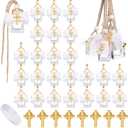 30 Set Holy Water Bottles Baptism Favors for Guest 8ml Mini Catholic Christian Holy Water Container with Cross Pin and Ribbon for Church Baptism Communion Christian Gift(White,Square)