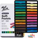 Mont Marte Soft Pastels in Tin Box Signature 24pc, 24 Assorted Colors, Vibrant Pastel Sticks, Great Blending, Comes in Storage Case, Ideal for Art, Craft, Coloring and Sketching (24 Count (Pack of 1), Multicolor)