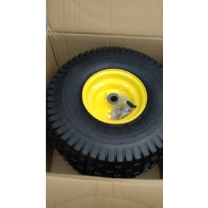 (2-Pack) 20x8.00-8 Rear Tire and Wheel Assemblies - 4 Ply Tubeless Tire Compatible Replacement for Riding Lawn Mowers - 3/4" Borehole, 3.5" Offset Hub and 3/16" Keyway (Yellow)