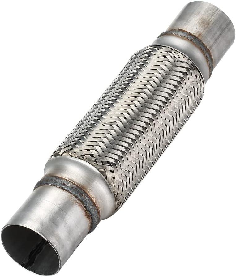 Autarboor Exhaust Flex Pipe, 2''x 8''Stainless Steel Heavy Duty Exhaust Flex Pipe, Double Braid Exhaust Flex Tube, Overall Length 12''