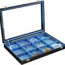 Stratalife Jewelry Organizer Bracelet Earring Holder Organizer Jewelry Drawer Storage Anti Tarnish Bangle Ring Holder Box for Women 12 Grid (Blue Black)