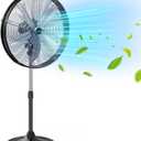 5300 CFM 20" High Velocity Industrial Pedestal Fan, 3-Speed Professional Oscillating Standing Fan with Drum Head, Heavy Duty Metal Fan for Commercial, Warehouse, Garage, UL Listed