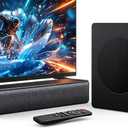 GEOYEAO 2.1 CH Sound bar with Subwoofers, 100W Sound Bar for Smart TV, Dolby Atmos Surround Sound System, Adjustable Home Theater Bluetooth Speaker, for TV/Projector/PC