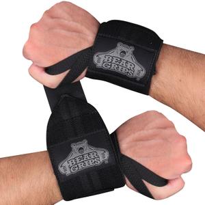 Bear Grips Wrist Wraps for Weightlifting | Weight Lifting Wrist Straps for Weightlifting | Extra Strength Gym Wrist Wraps | Two Wrist Wrap Per Pack | 12” & 18” | Lifting Wrist Wraps for Men & Women (Black)