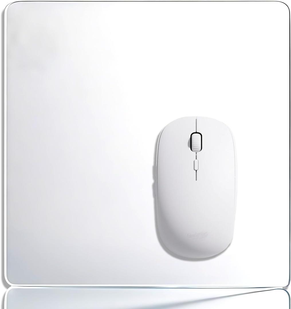 Glass Mouse Pad, Gaming Office Home Clear Medium Glass Mousepad, Computer Keyboard and Laptop Desk Mat for Gamer, 10x13.8in (Glass02) (13.8L x 10W inches)