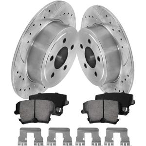 Anpulsero Brake Pads And Rotors Kit Rear Compatible with 2006-2020 Dodge Charger, 2009-2018/2020 Challenger, Automotive Replacement Brake Kits 53021 D1057-7964 Drilled And Slotted Rotors 320mm(12.6in)